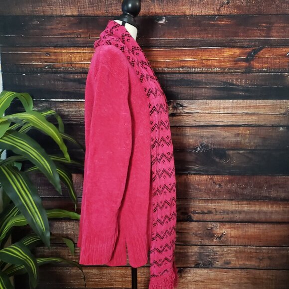 NWT White Stag Scarf Sweater Set Plus Size 22W 24W Magenta Soft Warm Chenille - Picture 3 of 10